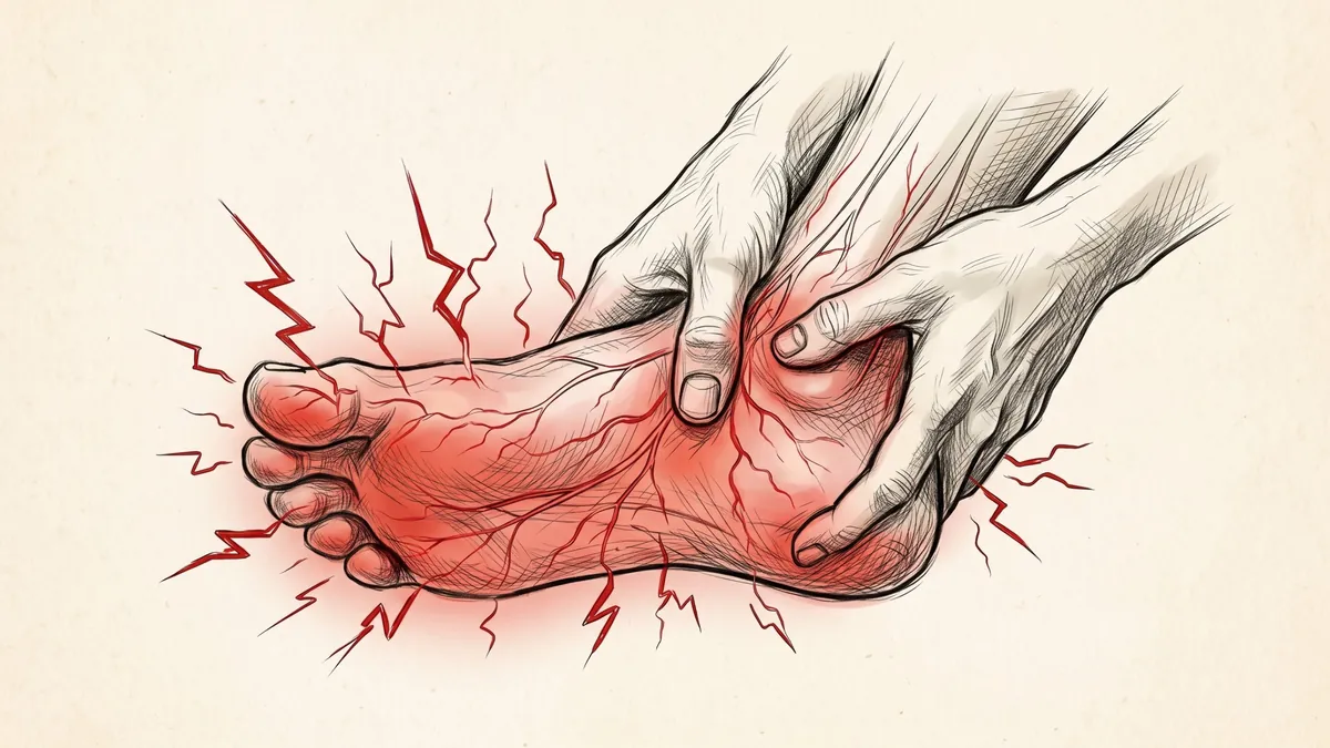 Illustration of tingling sensations in the foot
